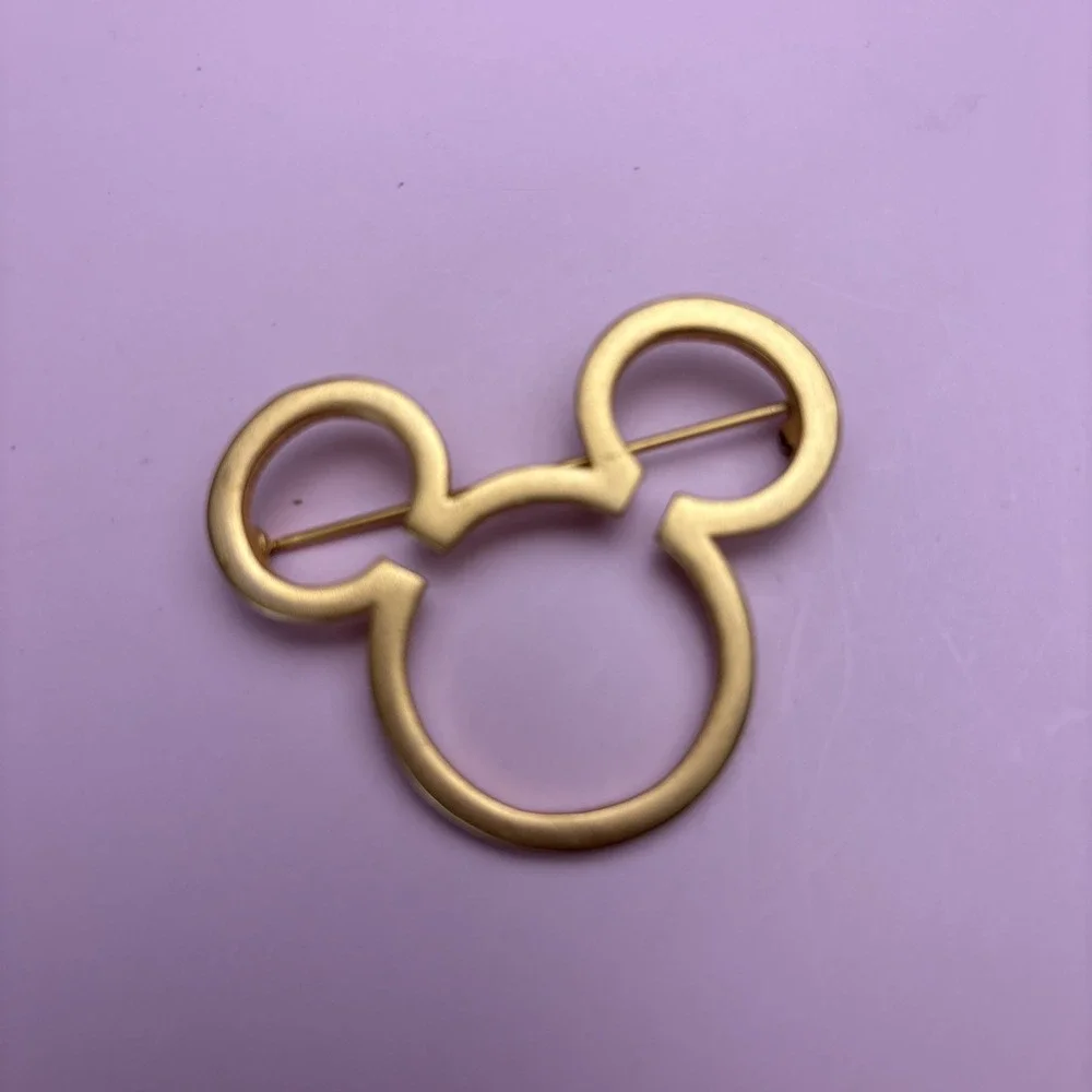 Mickey Mouse Head Disney Satin Gold Toned Pin 2.5 inch